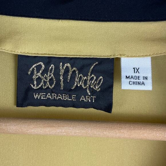 Bob Mackey Wearable Art Long Sleeve Button Up Vine Print Silk Blouse Women's 1X - Picture 3 of 10